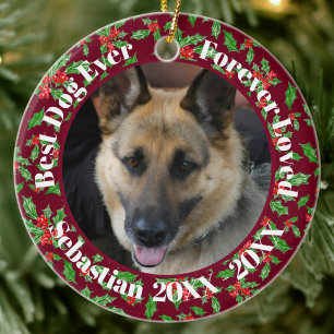 Best Dog Ever Custom Name Christmas Pet Gift Ceramic Ornament