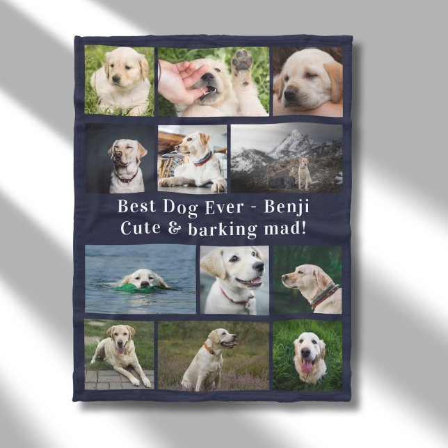 Best Dog Ever Custom Photo Collage Fleece Blanket (Custom dog blanket.)