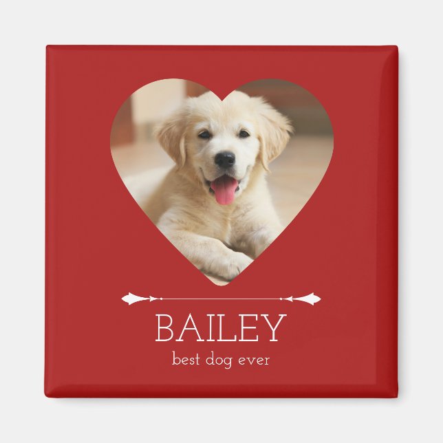 Best Dog Ever Custom Photo Red Magnet (Front)