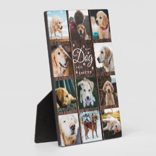 Best Dog Ever Memorial Rustic Photo Collage Wood Plaque