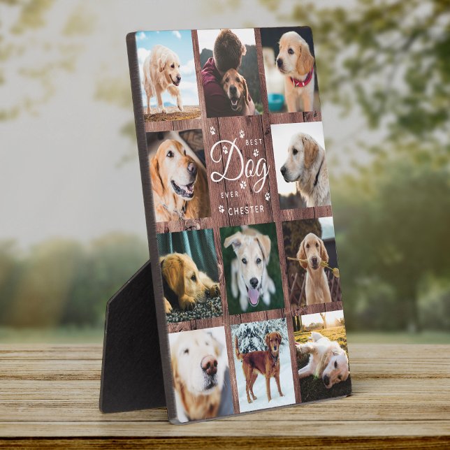 Best Dog Ever Memorial Rustic Photo Collage Wood Plaque (Creator Uploaded)