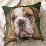 Best Dog Ever Modern Personalised Pet Photo Cushion<br><div class="desc">Celebrate your beloved canine companion with our Personalised Pet Photo Pillow, a heartfelt tribute perfect for dog lovers. Whether you're commemorating a cherished pet who has crossed the rainbow bridge or simply want to showcase your furry friend's adorable face, this pillow is an ideal choice. Features Customisable Design: Upload your...</div>