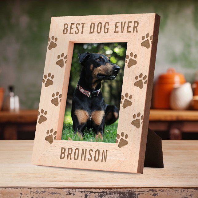 Best Dog Ever Paw Print Etched Frames (Creator Uploaded)