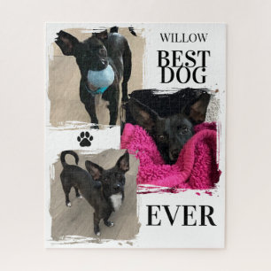 Best Dog Ever Paw Print Photo Personalised Jigsaw Puzzle