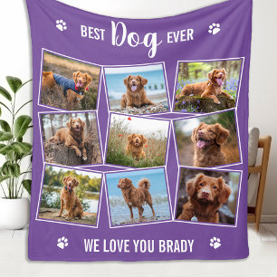 Best DOG Ever Personalised Pet Photo Collage Fleece Blanket