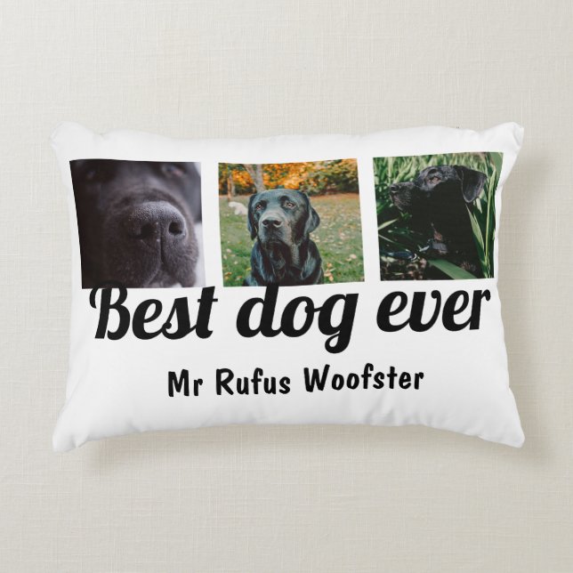 Best Dog Ever Photo and Text Custom Personalised Decorative Cushion (Front)