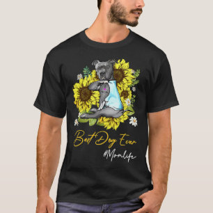 Best Dog Ever Pitbull Sunflower Mom T-Shirt
