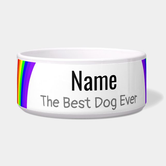Best Dog Ever Rainbow Design Dog Bowl HAMbWG (Left)