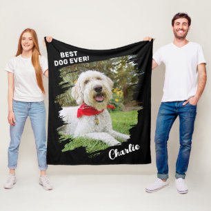 Best Dog Ever Unique Brush Stroke Photo Pet Fleece Blanket