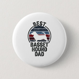 Best Dog Father Dad - Vintage Basset Hound 6 Cm Round Badge