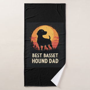 Best Dog Father Dad - Vintage Basset Hound T-Shirt Bath Towel