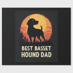 Best Dog Father Dad - Vintage Basset Hound T-Shirt Wrapping Paper
