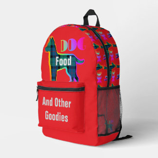 Best Dog Food And Other Goodies Fun Red Printed Backpack