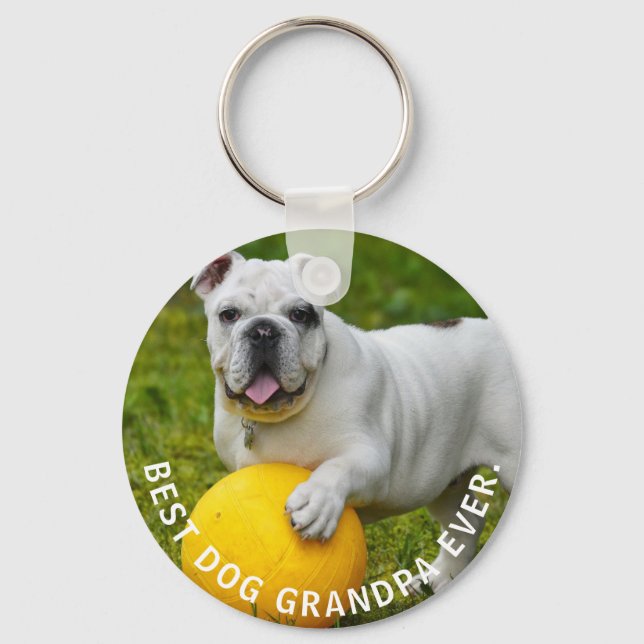 Best Dog Grandpa Ever Custom Photo Key Ring (Front)
