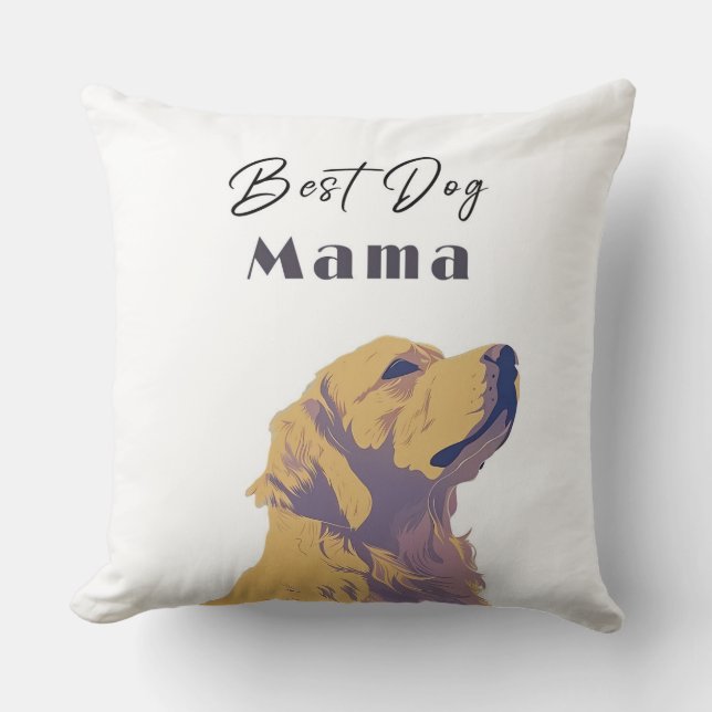 Best Dog Mama Baby Pillow – Cute Yellow Dog Illust (Front)
