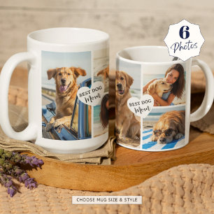 Best Dog Mom 6 Photo Collage Heart Coffee Mug