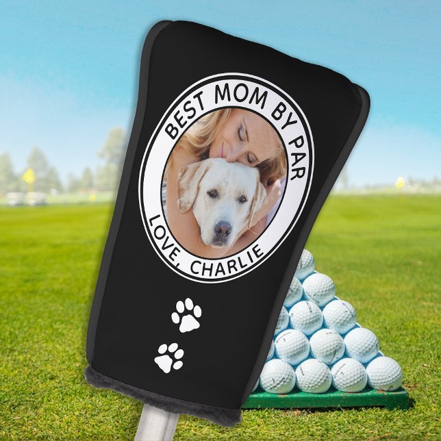 Best DOG MOM By Par Personalised Pet Photo Golf Head Cover (Creator Uploaded)