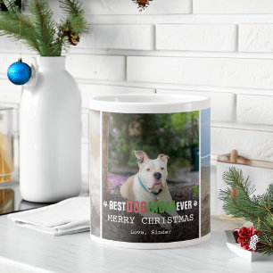 Best Dog Mom Ever 3 Photos Christmas Large Coffee Mug
