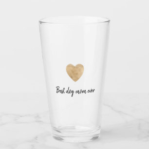 Best Dog Mom Ever Gold Heart Glass