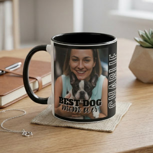 Best Dog Mom Ever Modern Custom Photo and Dog Name Mug