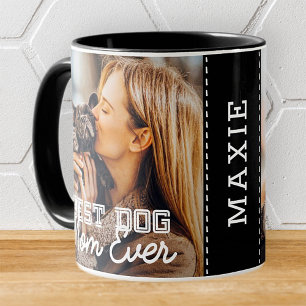 Best Dog Mom Ever Modern Custom Photo and Dog Name Mug