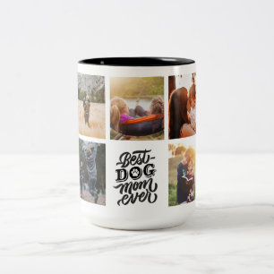 Best Dog Mom Ever Personalized Photo Collage Two-Tone Coffee Mug