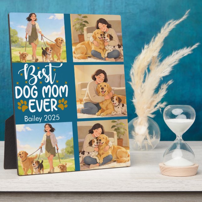 Best Dog Mom Ever Personalized Photo | Cute Dog  Plaque (Side)