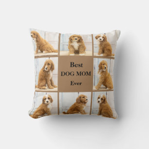 Best Dog Mom Ever   Photo Collage brown Cushion