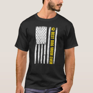 Best Dog Mom Ever Vintage Retro American Flag T-Shirt