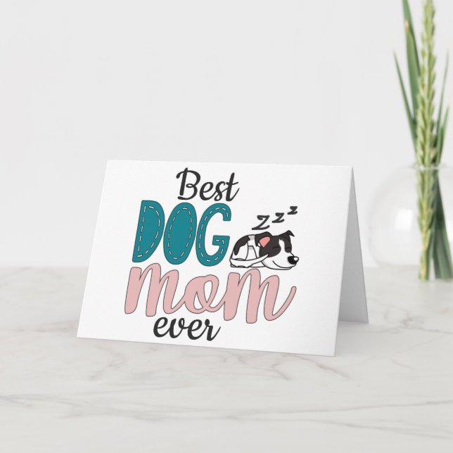 Best dog mom ever with cute sleeping puppy card (Front)