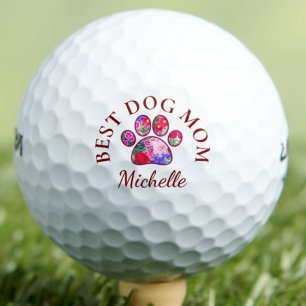Best Dog Mom Gift - Mother's Day Floral Dog Paw Golf Balls