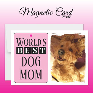 Best dog mom or dad photo pink magnetic card