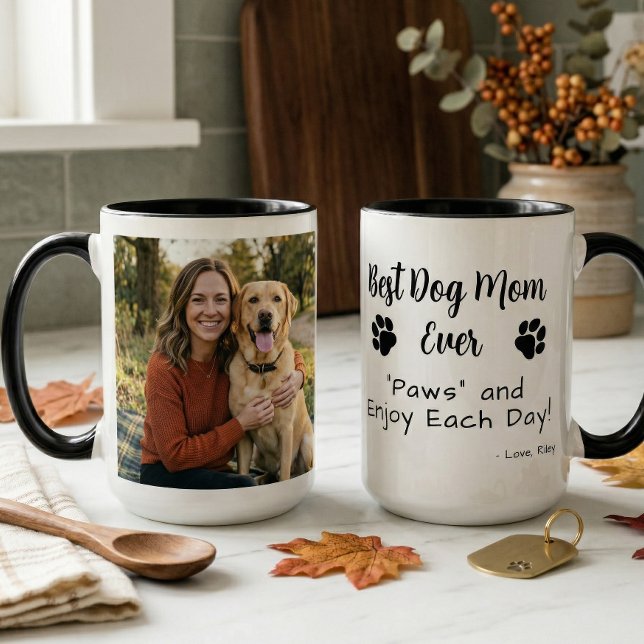 Best Dog Mom Paws Pet Photo Coffee Mug (Creator Uploaded)
