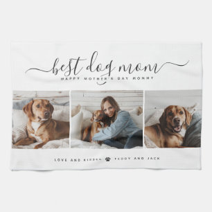 Best Dog Mom: Personalized Dog Photo Mother's Day Tea Towel
