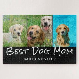 Best Dog Mom Photo Collage Name Jigsaw Puzzle