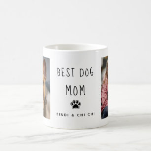 Best Dog Mom   Two Photo Handwritten Text Coffee Mug