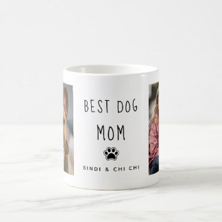 Best Dog Mom | Two Photo Handwritten Text Coffee Mug