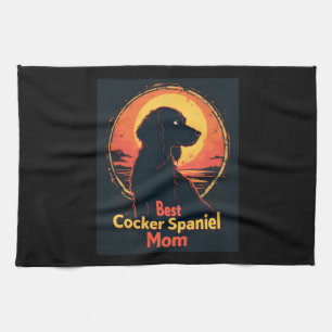 Best Dog Mother Mom - Vintage Cocker Spaniel T-Shi Tea Towel