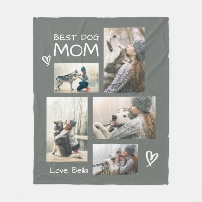 Best Dog Mum 5 Photo Collage Cosy Fleece Blanket (Front)