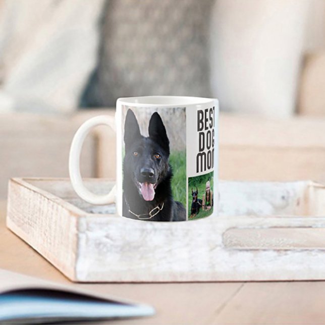 Best Dog Mum 6 Custom Photo Collage Mother's Day Coffee Mug (Creator Uploaded)