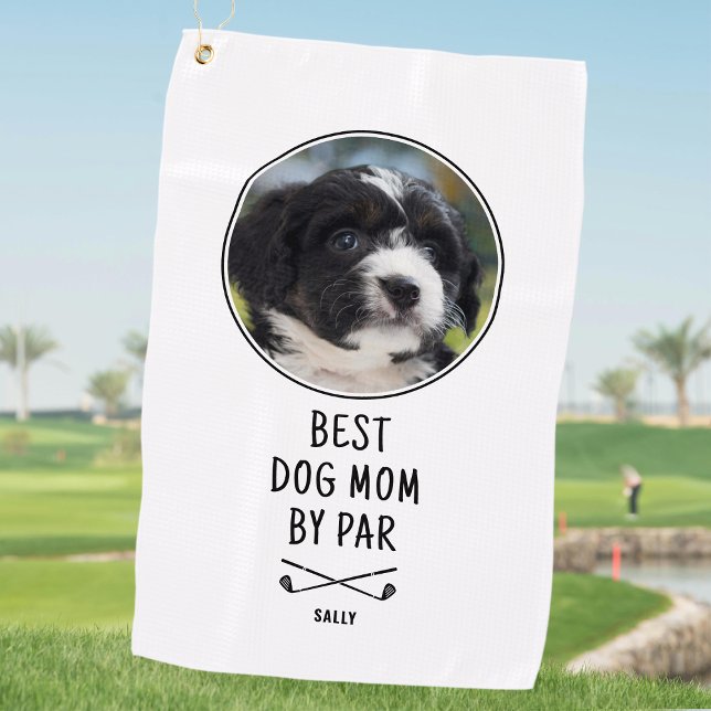 Best Dog Mum By Par Mother's Day Custom Photo Golf Towel (Creator Uploaded)