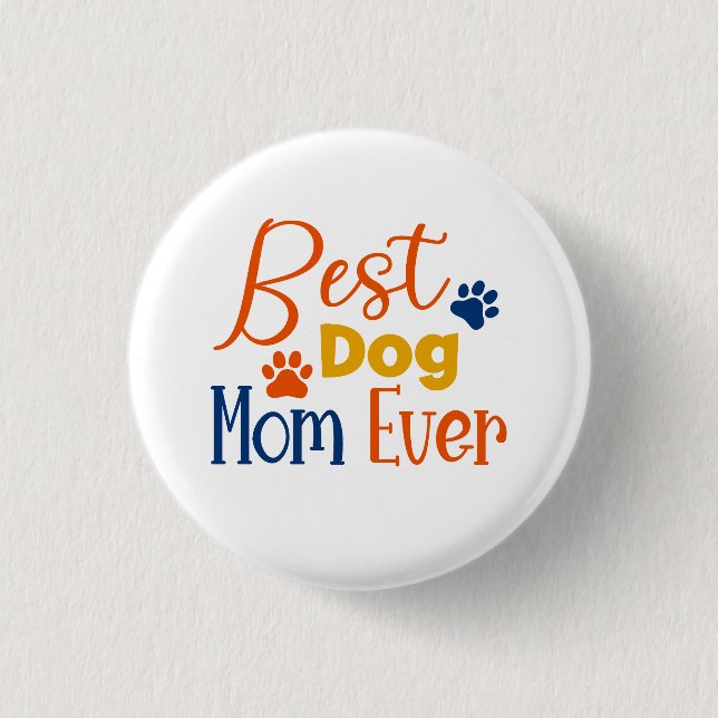 Best dog mum colourful typography design 3 cm round badge (Front)