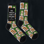 Best Dog Mum Custom Pet Photo Collage Socks<br><div class="desc">Create your own unique custom-printed socks, or give to a dog lover you know would love them! This simple and modern design includes a photo collage grid of two favourite photos of your furry best friend with a black background that coordinates with the sock details. Personalise the modern white "The...</div>