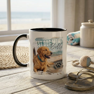 Best Dog Mum Custom Photo Distressed Vintage Frame Mug