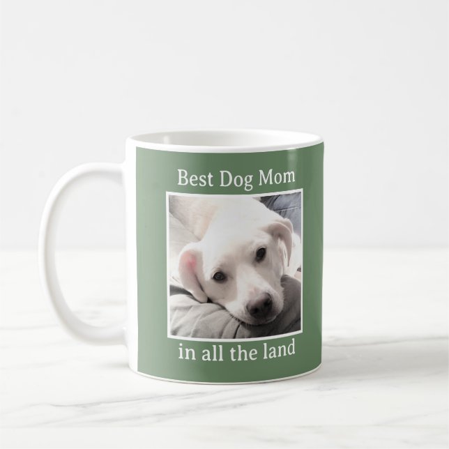 Best Dog Mum Cute Puppy Dog Green Coffee Mug (Left)