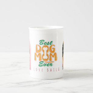Best Dog Mum Ever 2 Photo Arch & Name Bone China Mug