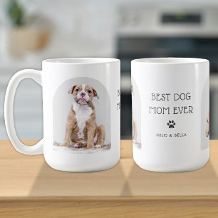 Best Dog Mum Ever 2 Photo Arch & Name Text 15 oz Coffee Mug