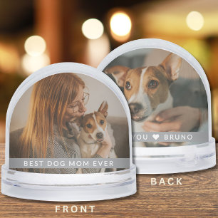 Best Dog Mum Ever 2 Photo Personalised  Gift Snowglobe