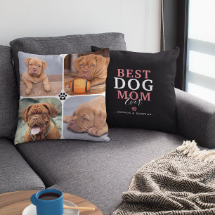Best Dog Mum Ever 4 Photo Personalised Cushion
