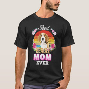 Best Dog Mum Ever Beagle Floral Retro Mother Day T-Shirt